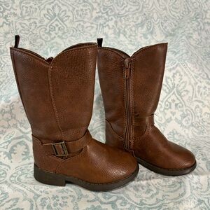OshKosh BGosh brown faux leather zip up tall boot little girl size 6